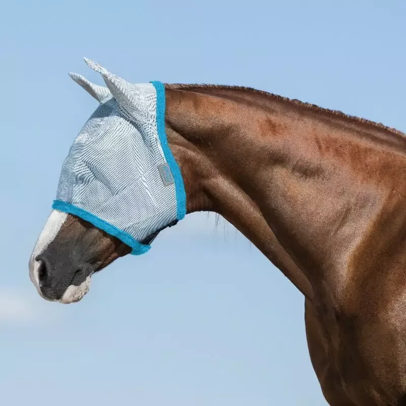 Authentique Masque anti mouche cheval anti UV Amigo Horseware – Cob/pur-sang – Azur/bleu