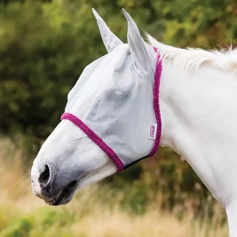 Vente Flash Masque anti mouche cheval anti UV maille fine Amigo Horseware - Cheval - Gris/violet IP00