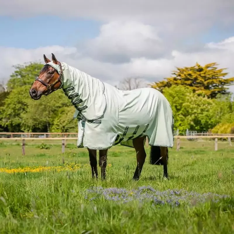 Couverture anti-mouche cheval Rambo Sweet itch Hoody Horseware - 145 cm - Beige/vert Rduction