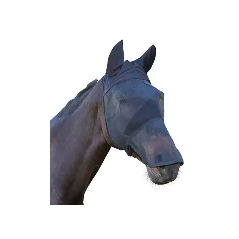 Usine Directe Masque anti mouche cheval avec oreilles et naseaux Stable Pro - Cheval - Noir