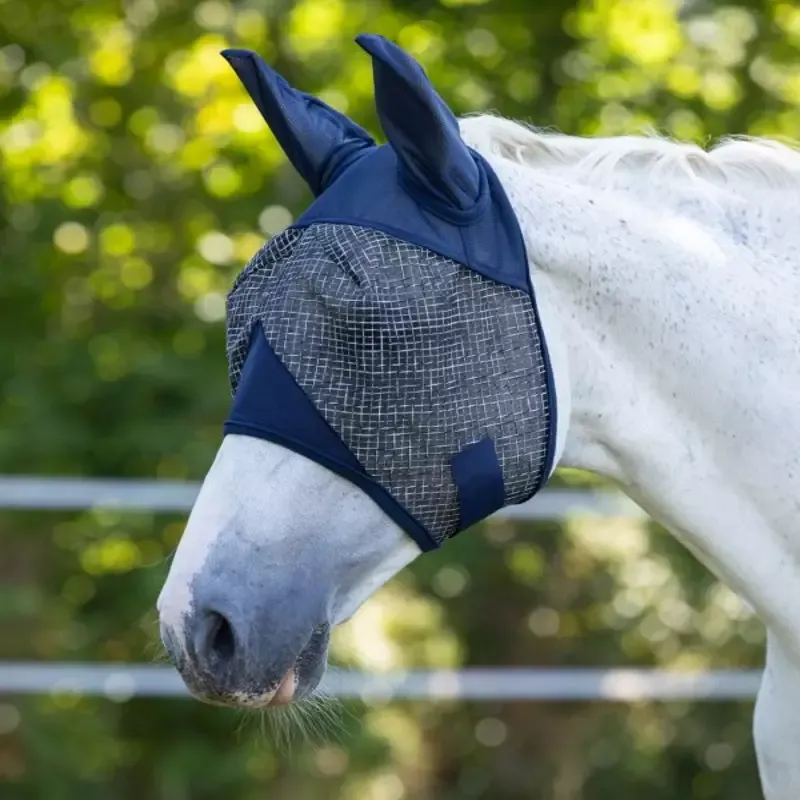 Masque anti-mouche anti-uv cheval avec oreilles – Cob/pur-sang – Marine Acheter En Ligne