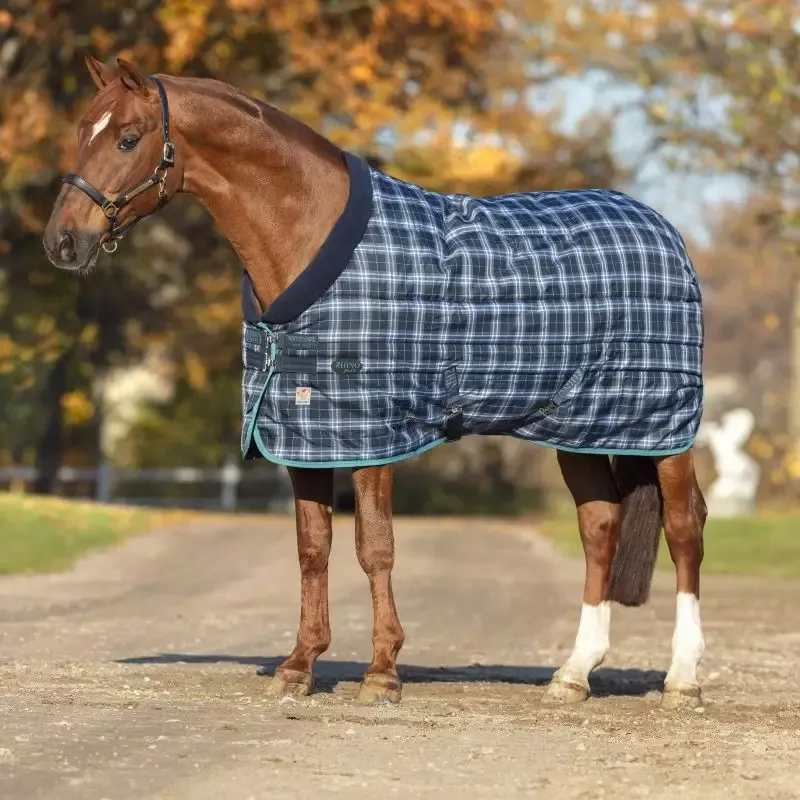 Couverture curie cheval Horseware Rhino Original Vari-Layer 450g - 130 cm - Carreaux Marine / Ptrole Pas Cher