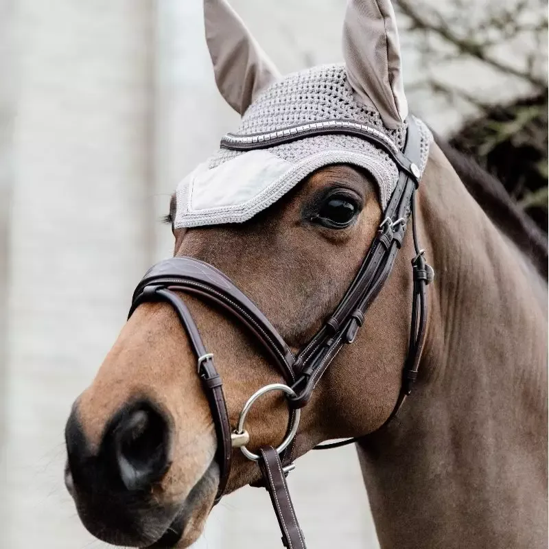 Bonnet anti-mouches Wellington Velvet Basic cheval Kentucky - Cob/pur-sang - Gris Commander Vite