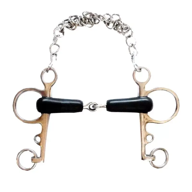 Mors Pelham bris en inox et caoutchouc avec sa gourmette Expdition Rapide