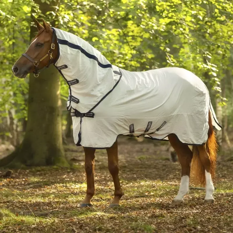 Chemise anti-mouche et anti-UV Natura Rambo Horseware avec couvre-cou cheval - 155 cm - Blanc Affaire Saisir