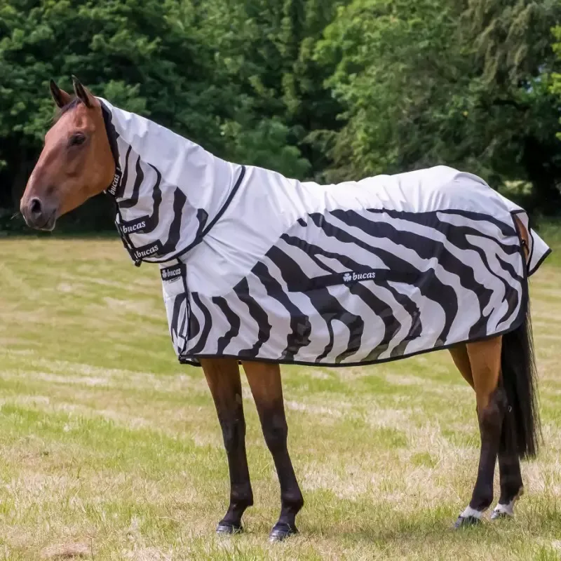 Usine Directe Couverture anti-mouches cheval impermable Buzz-off Zebra Rain Bucas - 165 cm - Zebra