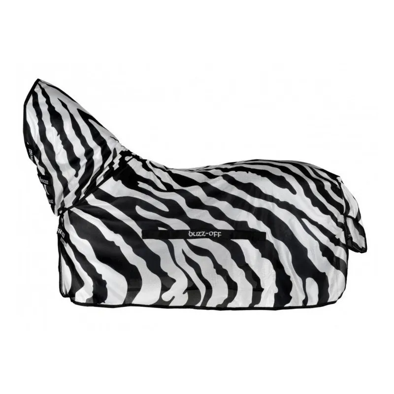 Couverture anti-mouche cheval avec camail buzz-off Zebra Bucas - 125 cm - Zebra Expdi Aujourdhui