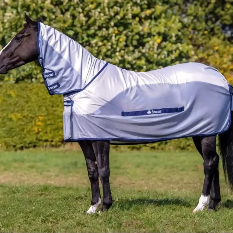 Must-Have Couverture anti-mouche cheval impermable Couvre-cou Buzz-off Rain Neck Bucas - 135 cm - Gris