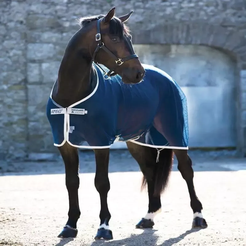 Affaire  Saisir Chemise Horseware Amigo Net Cooler schante cheval – 160 cm – Marine