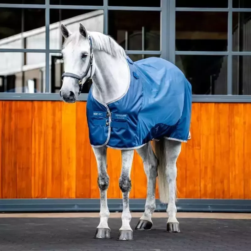 Offre Exclusive Chemise schante cheval thrapeutique Rambo Ionic Horseware - 130 cm - Bleu/argent CIB0