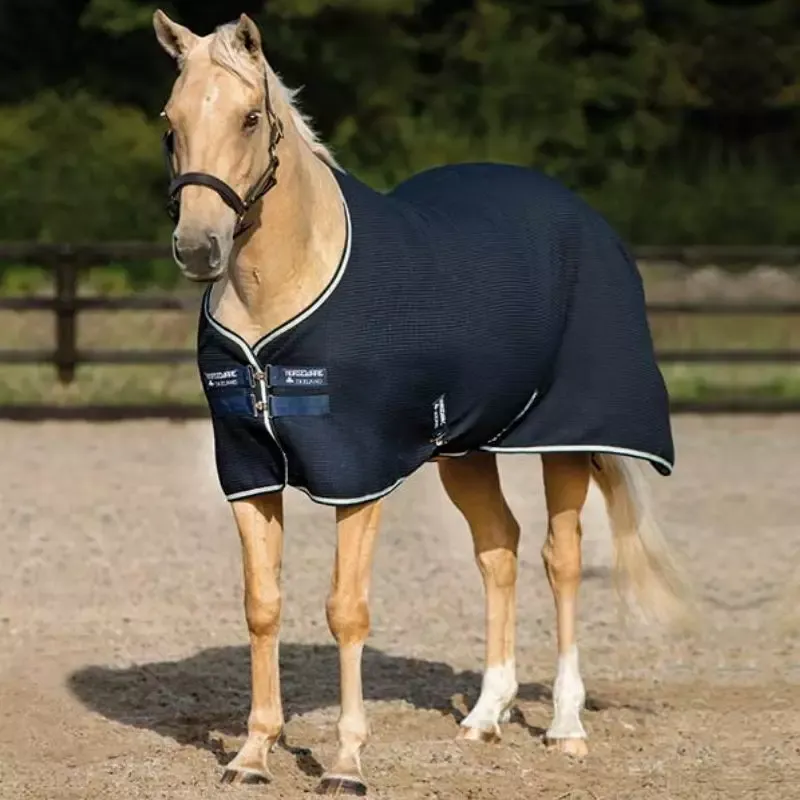 Top Vente Schante cheval Horseware Rambo Techni Waffle Cooler – 145 cm – Marine /gris
