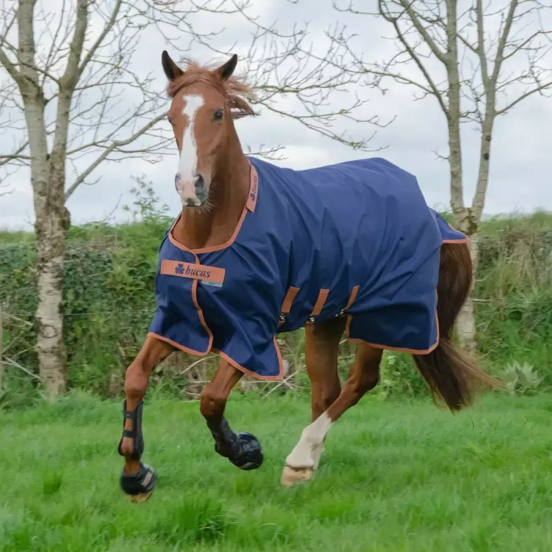 Couverture impermable Bucas X-Range Turnout Light cheval 0g - 130 cm - Marine Certifi