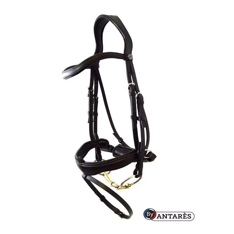 Bridon dressage cheval muserolle combine Signature by Antars - Cob / Pur-sang - Noir Solde