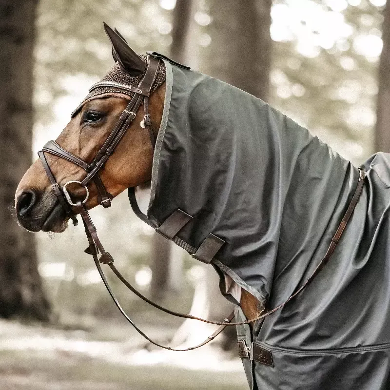 Authentique Couverture impermable cheval avec couvre cou Kentucky - M - Gris