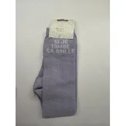 Commander Maintenant CHAUSSETTES PAILLETTES EQUITATION - SI JE TOMBE CA BRILLE - Mauve