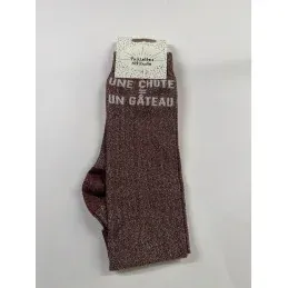 CHAUSSETTES PAILLETTES EQUITATION - UNE CHUTE - UN GTEAU - Rose Super Prix