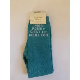 CHAUSSETTES PAILLETTES EQUITATION - MON PONEY C'EST LE MEILLEUR - Rose Bon Plan