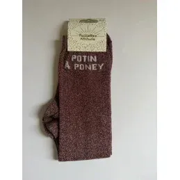 Satisfait Ou Rembours CHAUSSETTES PAILLETTES EQUITATION - POTINS A PONEY - Rose