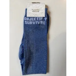 CHAUSSETTES PAILLETTES EQUITATION - OBJECTIF? SURVIVRE - bleu fonc Haute Qualit