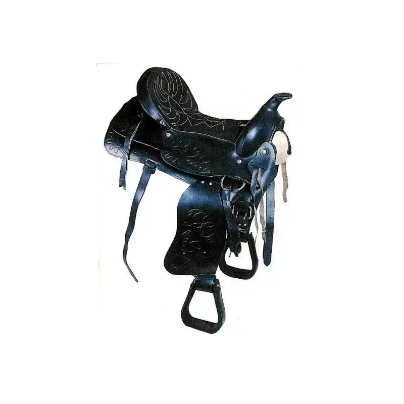 Commander Maintenant Selle western Cavalhorse en cuir poney - Noir