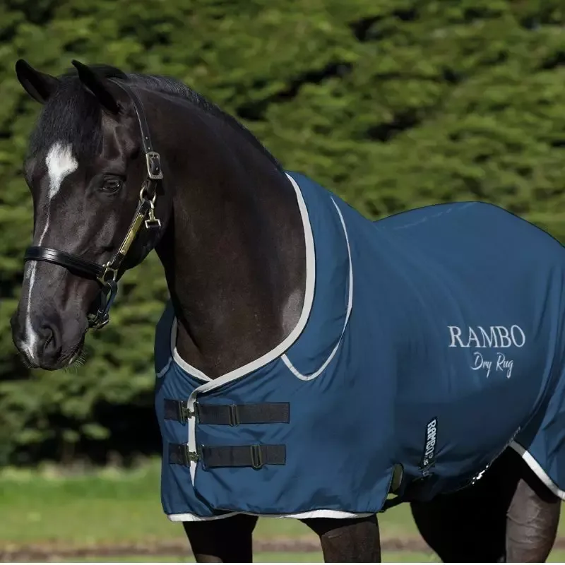 Chemise schante cheval Rambo Dry Rug Supreme Horseware avec couvre-cou - M- 130-145 cm - Bleu Clair Affaire Saisir