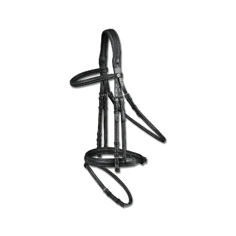 Bridon cheval cuir muserolle combine X-Line Super Soft - Cheval - Noir Promotion