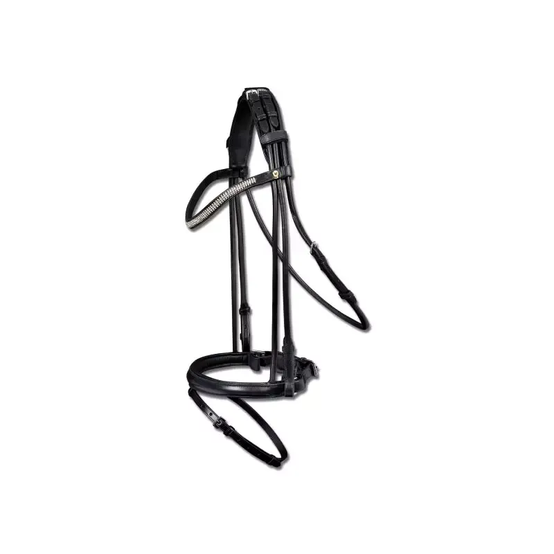 Rduction Bridon cheval Cadiz S-line muserolle Pull-Back - Cob/pur-sang - Noir