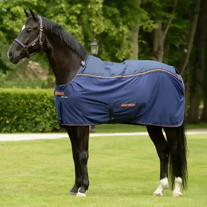 Couverture cheval Therapy Cooler Bucas - 155 cm - Marine / Orange Nouvel Arrivage