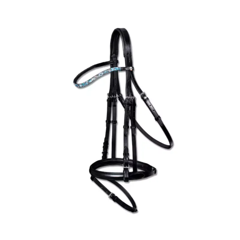 Bridon cheval Oceanblue cuir X-line muserolle combine - Cheval - Noir Haute Qualit