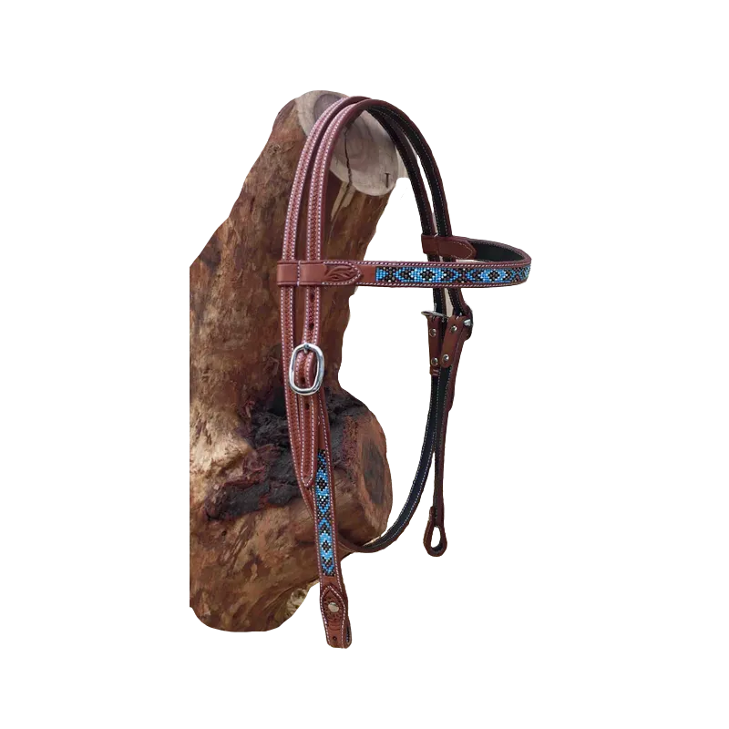 Soldes Bridon perles turquoise-marron