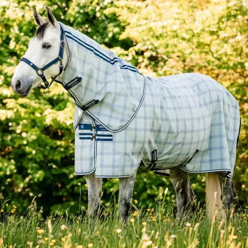 Chemise anti-mouche anti-uv cheval Newmarket Plus Horseware – 125 cm – Rayures marine Populaire