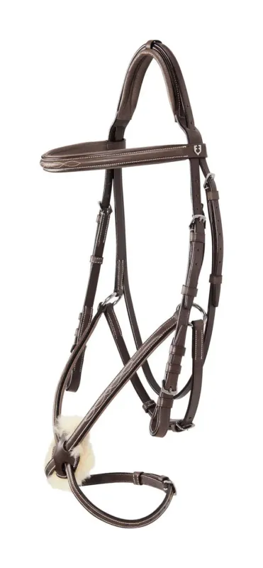 Bride avec muserolle mexicaine et mouton synthtique Equestro – Poney – Marron fonc Rduction