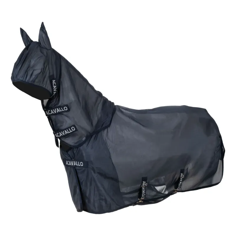 Couverture anti-mouches avec couvre-cou et masque Acavallo - 125 cm - Marine Prix Promo