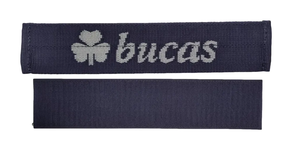 Attaches de couvre cou Bucas sur couverture – Argent / marine Remise