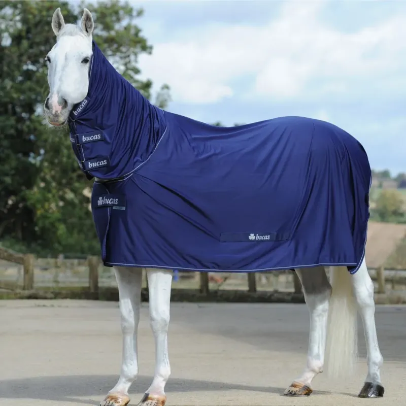 Authentique Couverture schante Bucas Power Cooler et cou - 140 cm - Bleu marine / argent