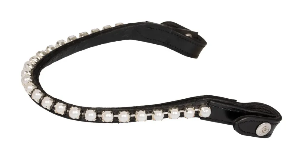 Rduction Frontal en cuir de veau avec perles Acavallo - Cob - Noir / blanc