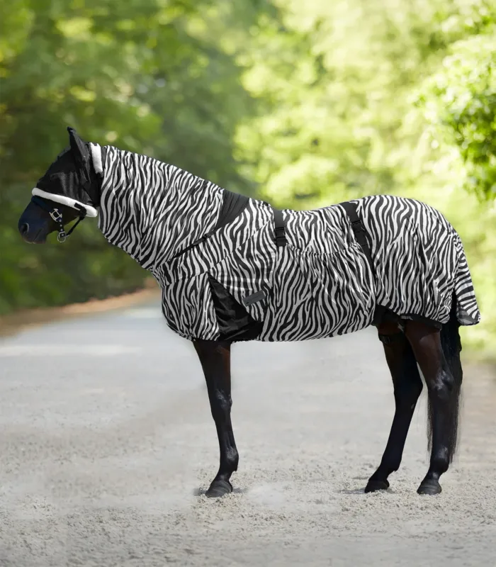 Couverture anti-eczma Waldhausen Zebra - 155 cm - Noir / blanc Nouvel Arrivage