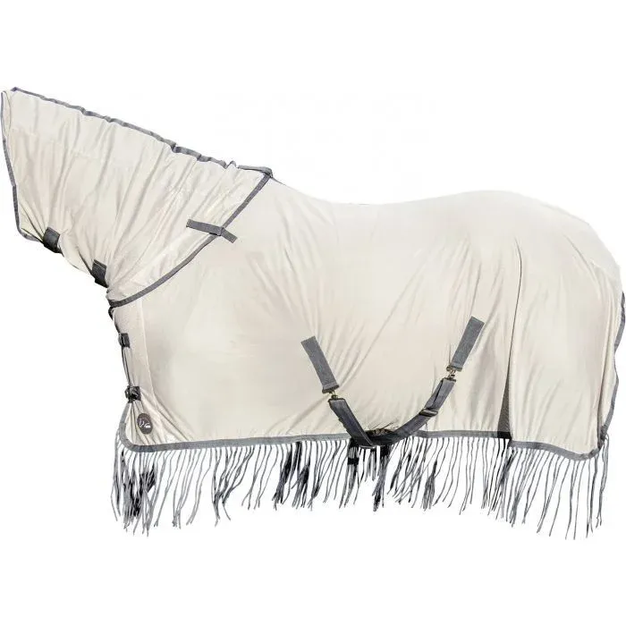 Couverture anti-mouches Fringes Style couvre-cou amovible HKM - 125 cm - Argent / gris Meilleur Choix