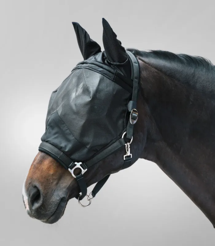 Expdi Aujourdhui Masque anti-mouche Waldhausen Premium avec licol - Cob - Noir