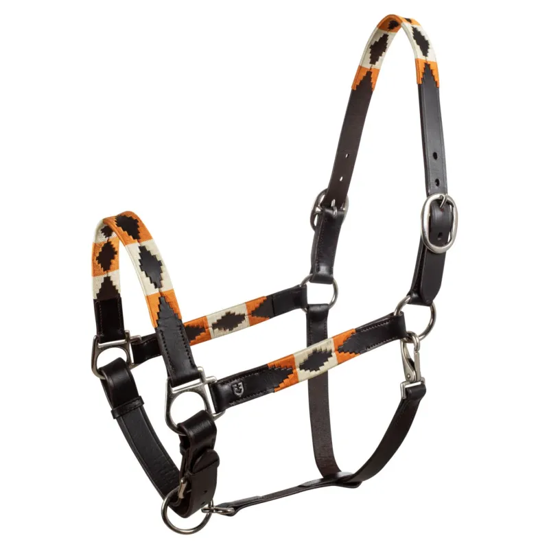 Petit Prix Licol en cuir avec dcorations navajo Polo N Equestro - Cheval - Noir