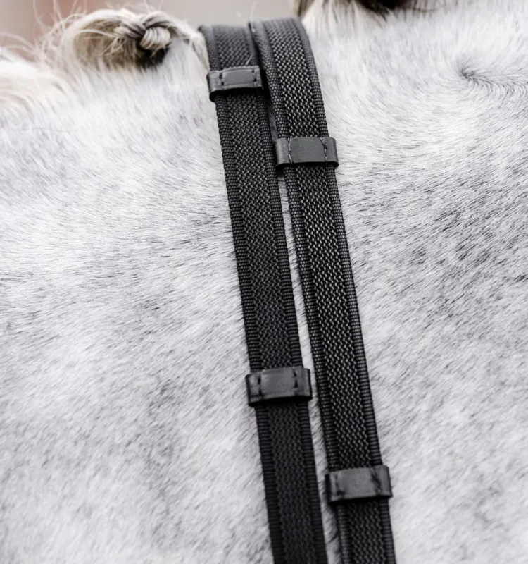 Retour Gratuit Rnes Horseware Continental grip caoutchouc - Cheval - Noir