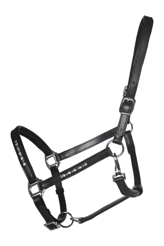 Licol en cuir HKM Sparkle - Cob - Noir Pas Cher
