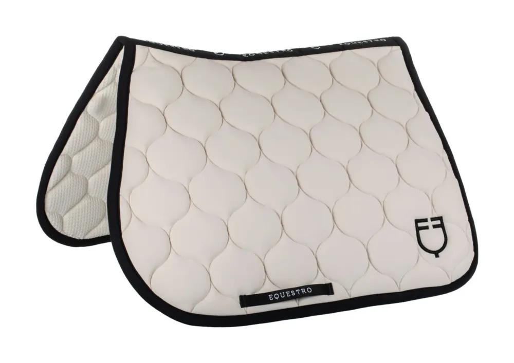 Authentique Tapis de saut en tissu technique matelass Equestro - Poney - Beige