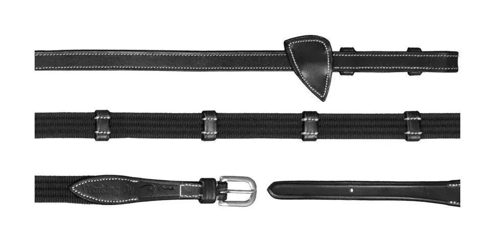 Meilleur Prix Rnes Tissu 5/8 Avec 9 Arretoirs Dy'on Working - Poney - Noir