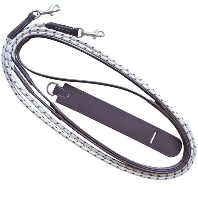 Rnes allemandes cuir /corde - Privilge Equitation - noir - cheval (full ) Promotion