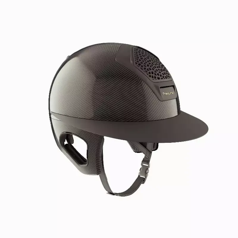 Casque quitation Vorono carbone Freejump avec protection temporale – Coque S (52-56S) – Noir visire gloss large Livraison Express