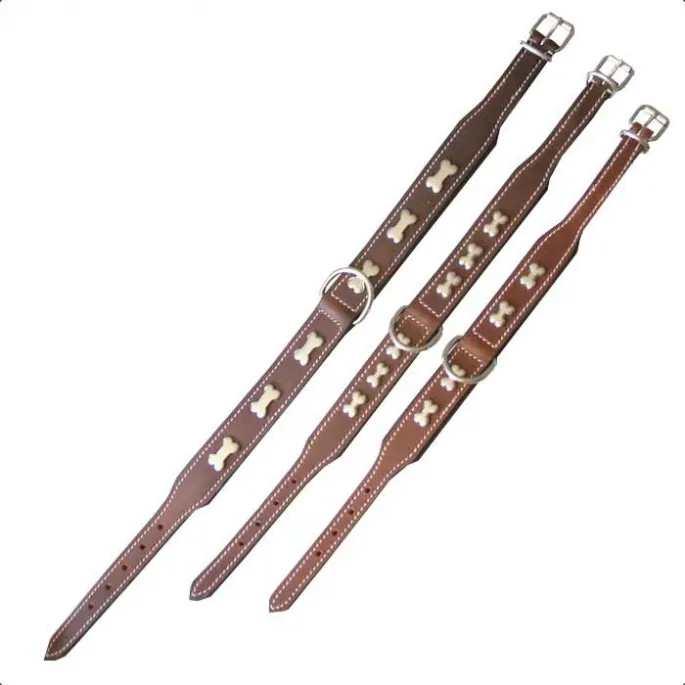 Affaire  Saisir Collier pour chien en cuir doubl motif os – HFI – marron – 45 cm