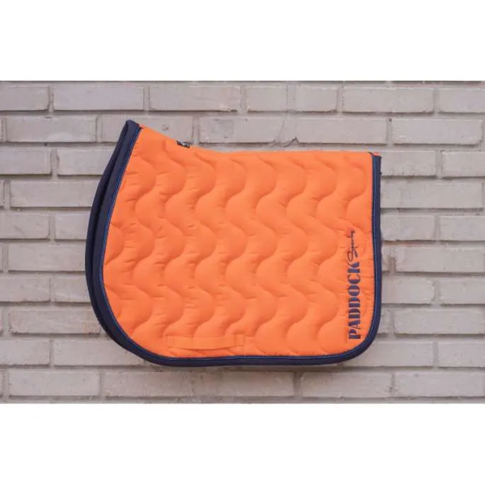 Tapis de selle Paddock - Wavy orange - orange/marine - cheval (full ) Quantit Limite
