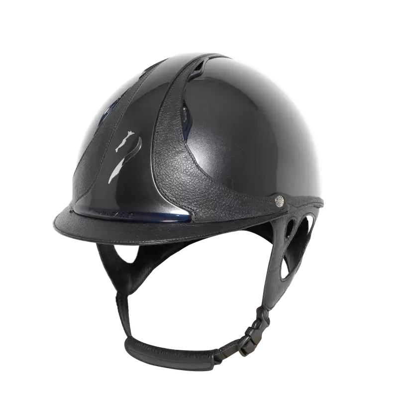Casque quitation Premium Glossy Semi Custom Antars - Coque S (53-56) Gris - Bleu Authentique