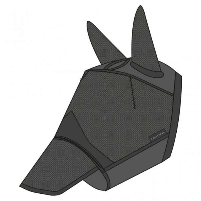Masque anti-mouches anti-UV 2 en 1 - Equithme - noir - XL Prix Rduit